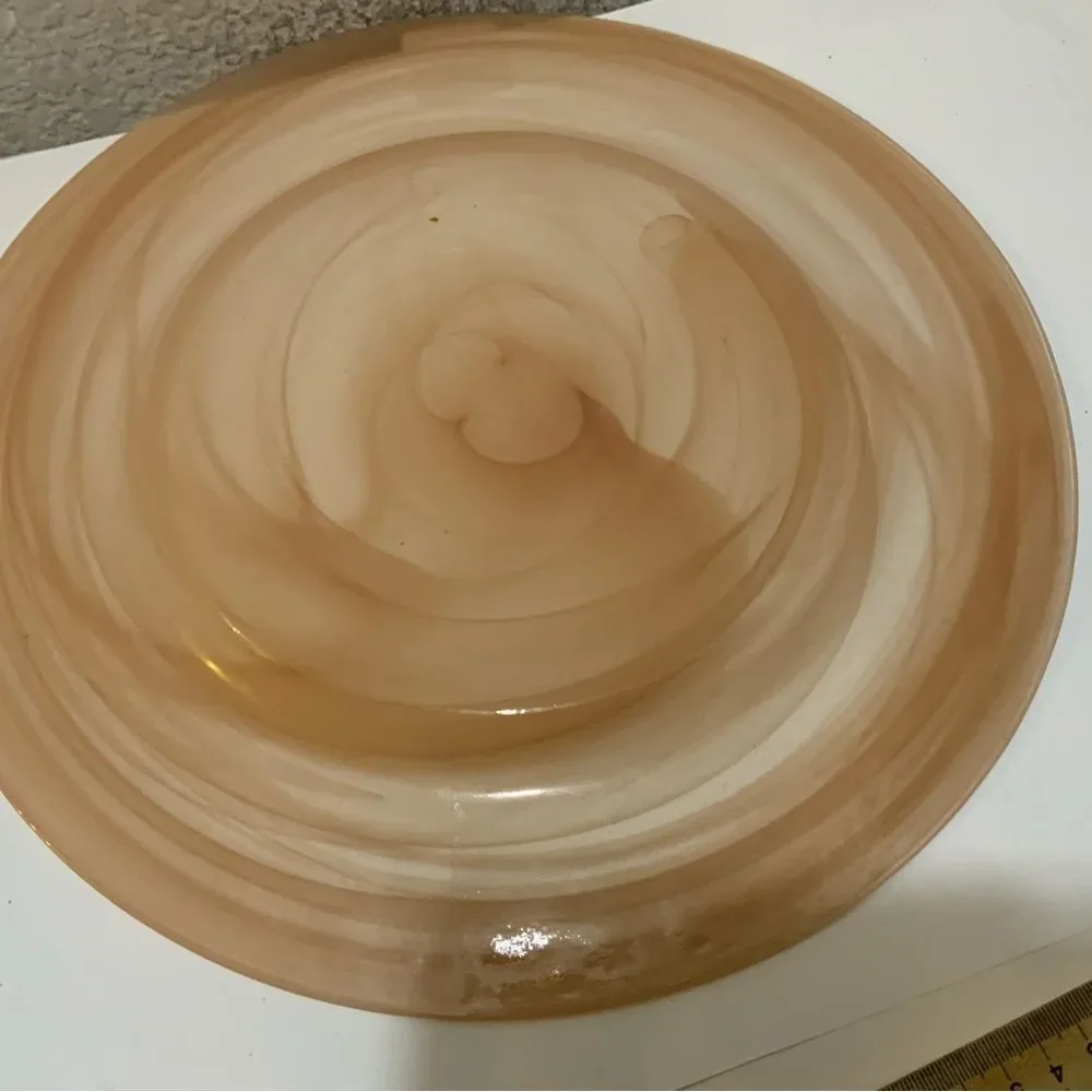 Pier 1 Imports Alabaster Peach Swirl Glass Charges Plates 12.75